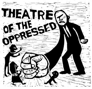 I found this image on the Philadelphia Theatre of Oppressed Page.  http://tophiladelphia.blogspot.com/  The image demonstrate the oppression and power imbalance indigenous and other groups who have their human rights violated by military dictators and governments face. 